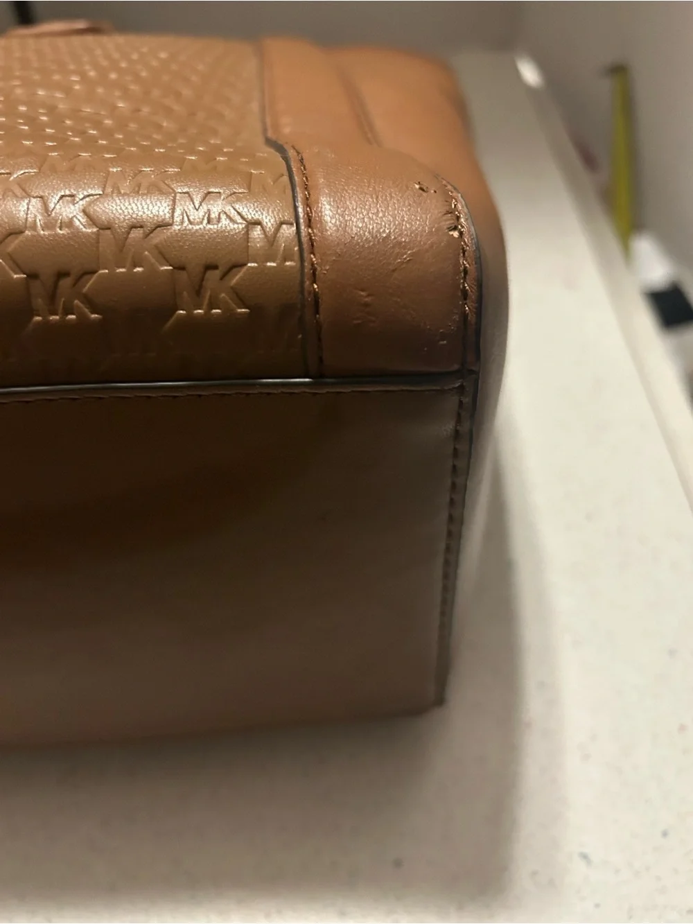 Michael Kors Tan Quilted Leather Tote with Gold Logo - Picture 11 of 14